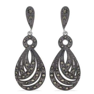 BUY 925 STERLING SILVER NATURAL AUSTRIAN MARCASITE GEMSTONE EARRINGS – BULK JEWELRY SUPPLIER
